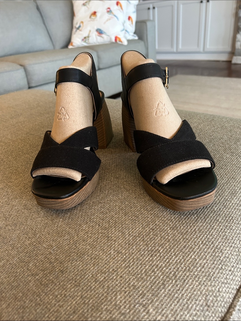 Dr. Scholl's Black Platform Sandal Wedge with Ankle Strap